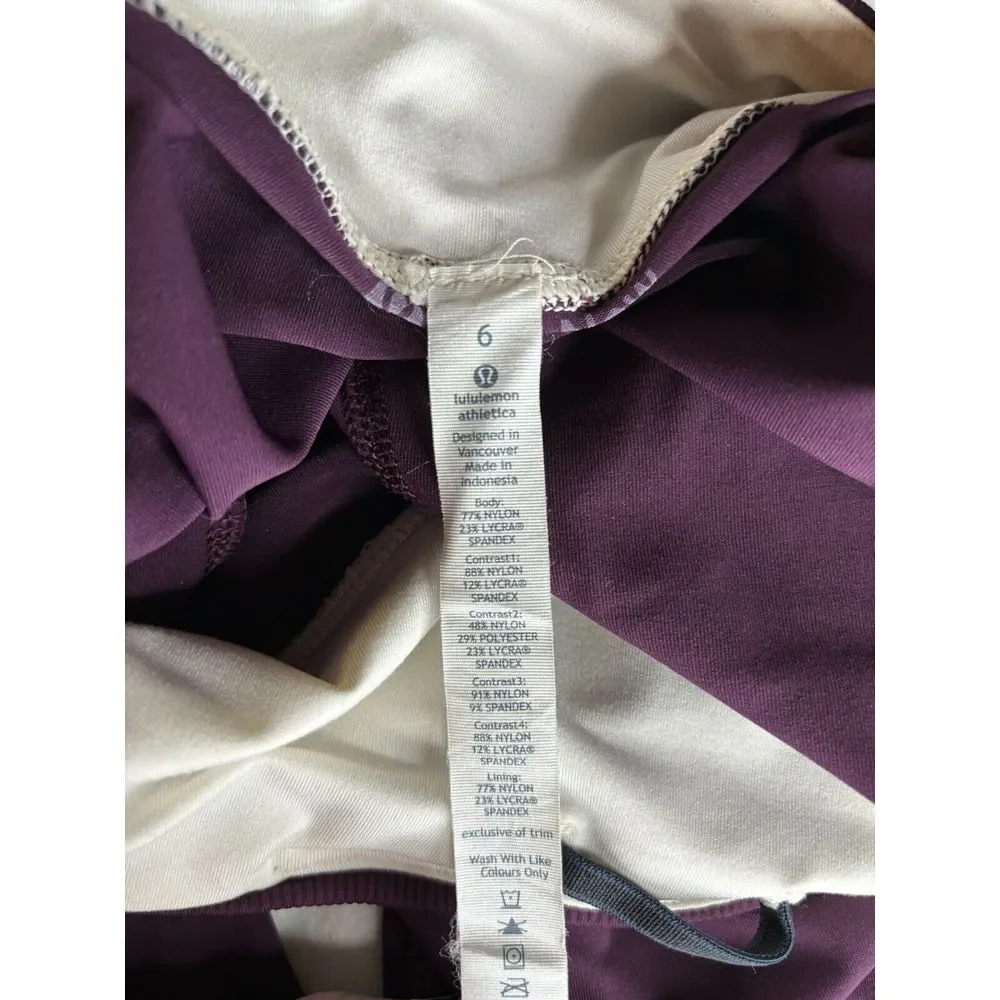 LULULEMON Athletica Crop Leggings Womens Capri Maroon Burgundy 3/4 Side Pocket 6